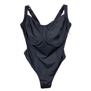 TA3 Hi Cut Lifty Black One-Piece Corset Lace-Up Underwire 2X J/K Cup